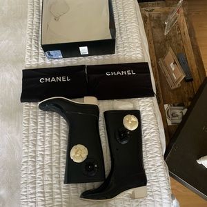 Chanel rain boots